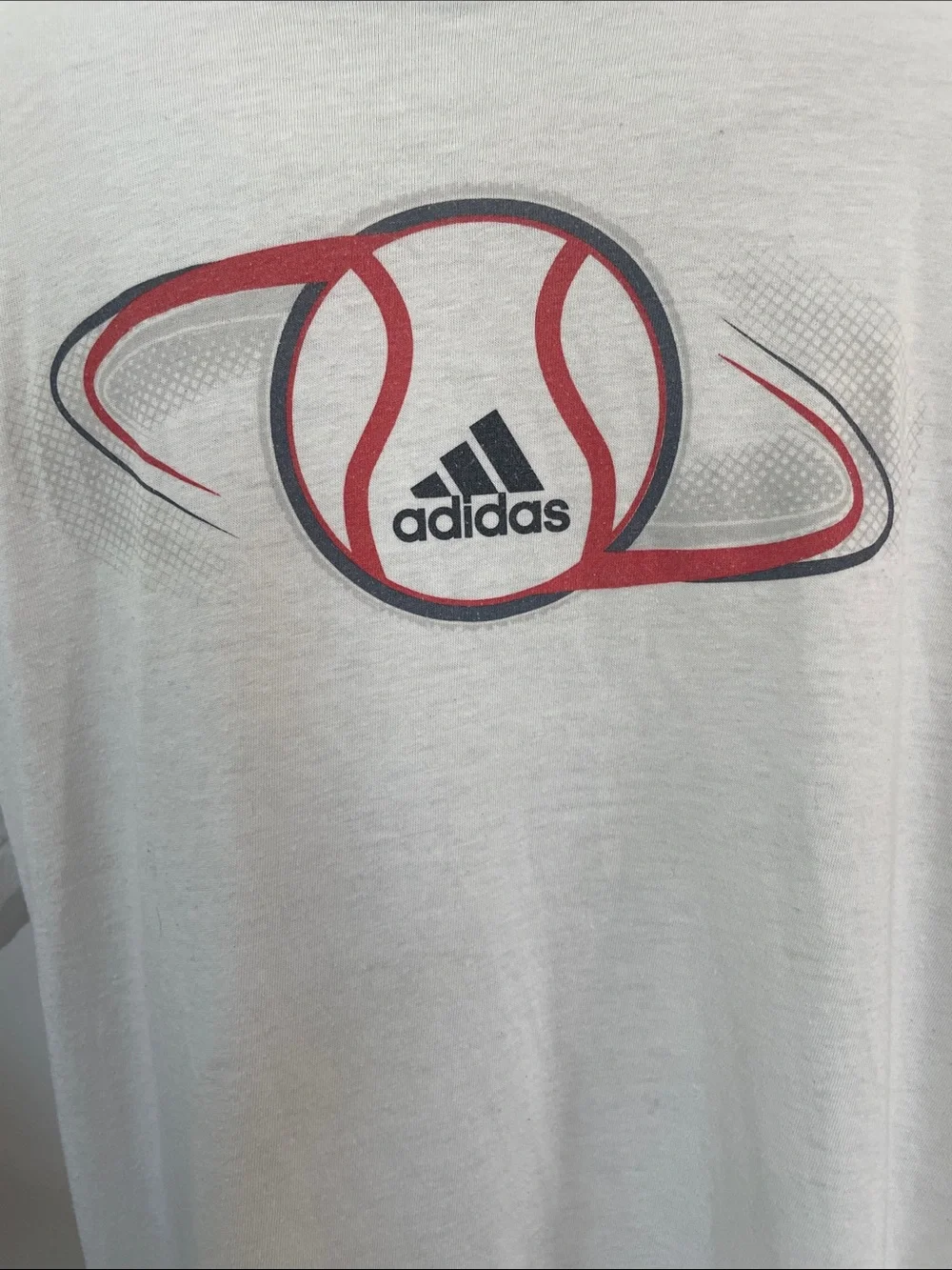 Vintage adidas White t-shirt short sleeve Tee Red Black ball unisex adult size M